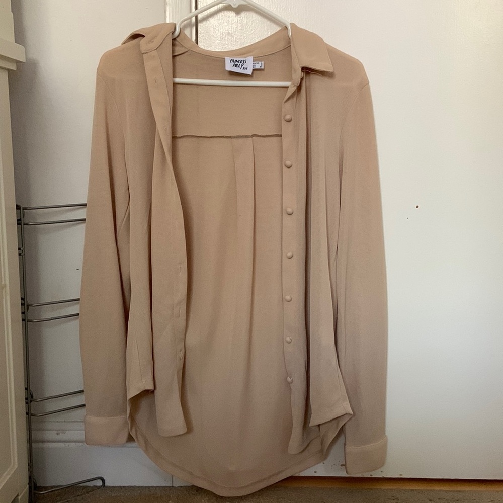 Princess Polly Kiara Button Up/Cover Up Beige